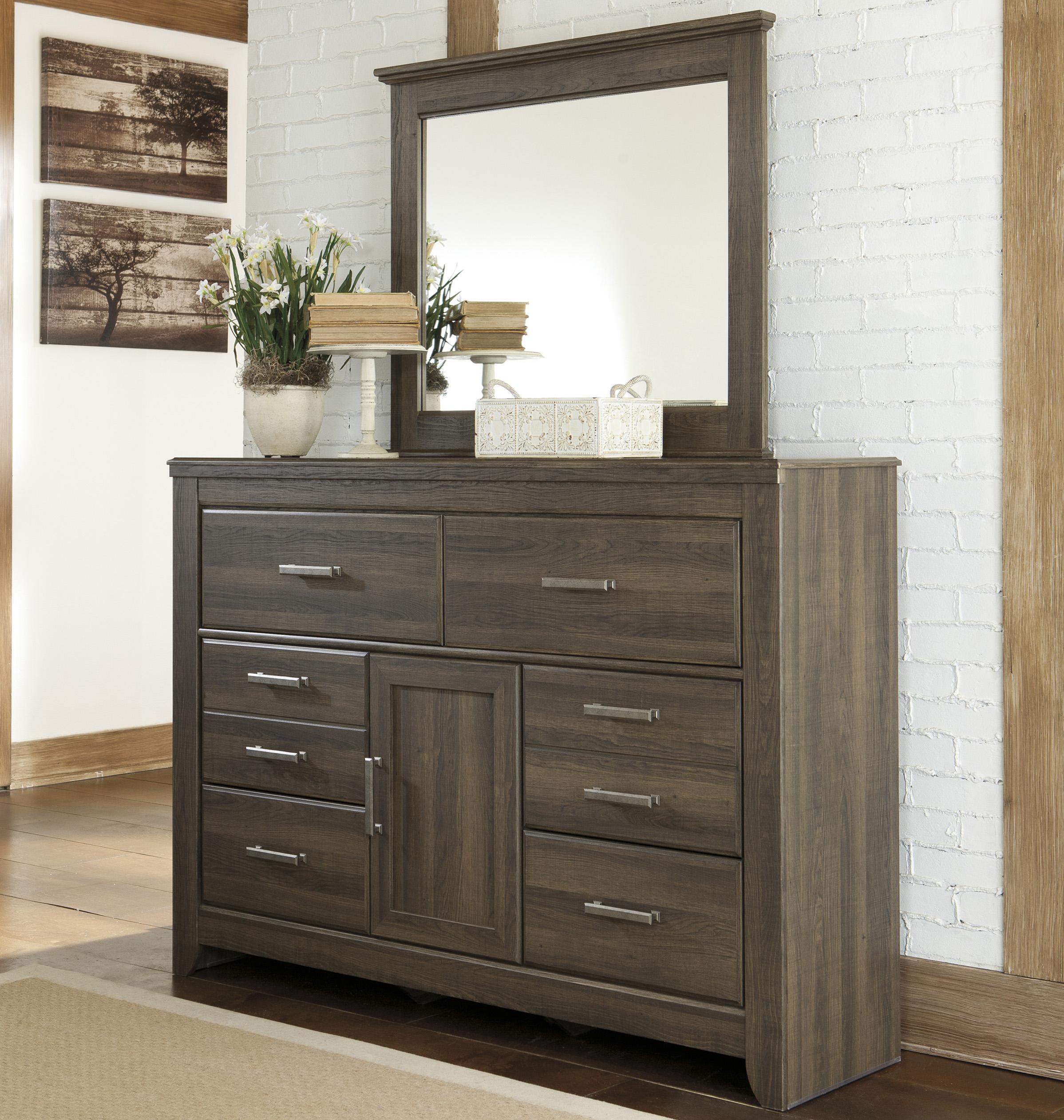 Signature Design by Ashley Juararo 6Drawer & 1Door Dresser and Mirror